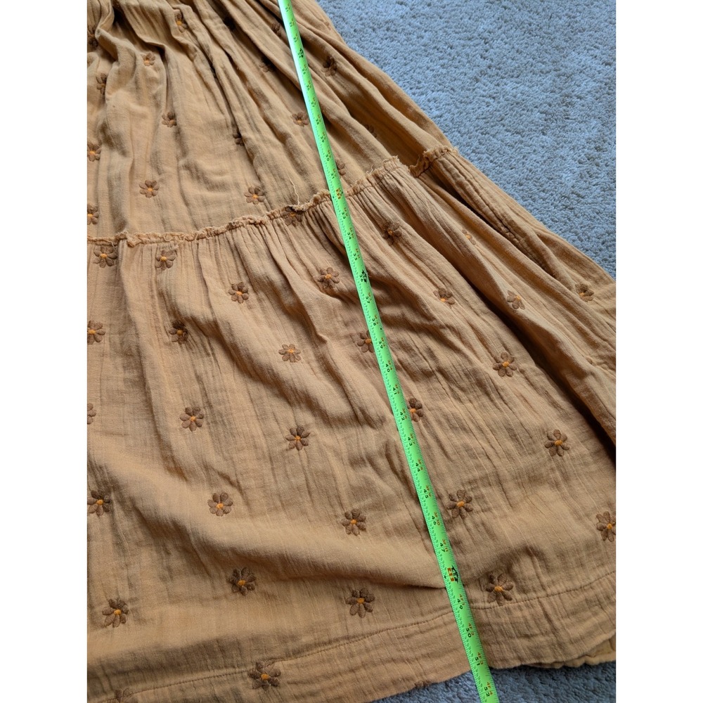 Free People Dahlia Embroidered Maxi Dress Womens Large Yellow Gold Floral - Picture 8 of 11